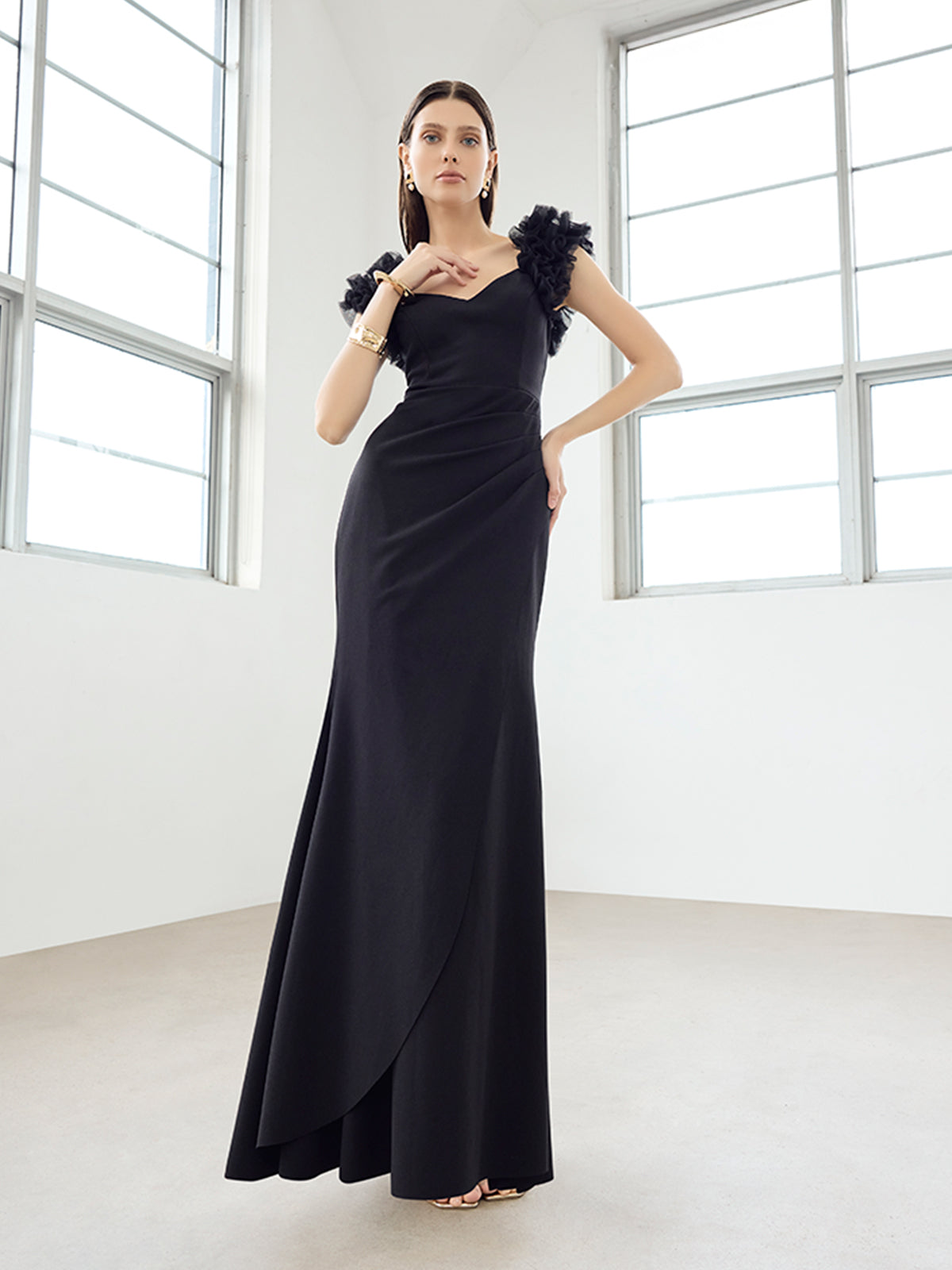Beau Black Ruffle Gown