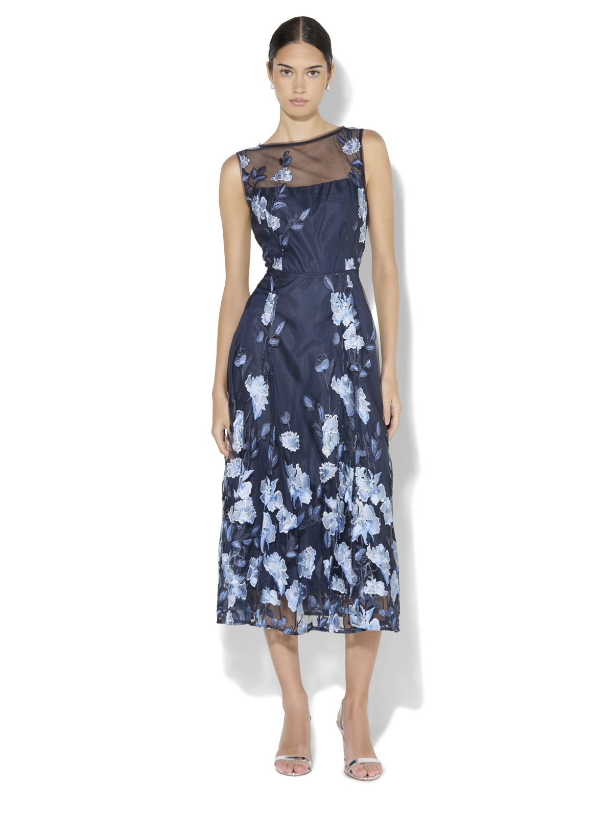 Clara Sky Blue Embroidered Dress - Montique Clothing Clara Sky Blue Embroidered Dress - Montique Clothing