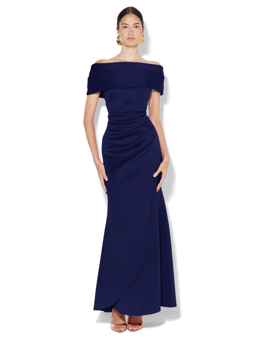 Dalton Navy Off The Shoulder Gown