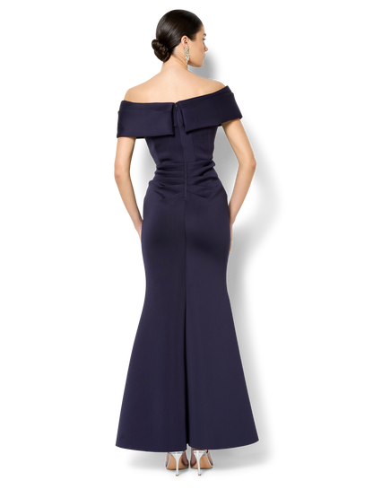 Dalton Navy Off The Shoulder Gown