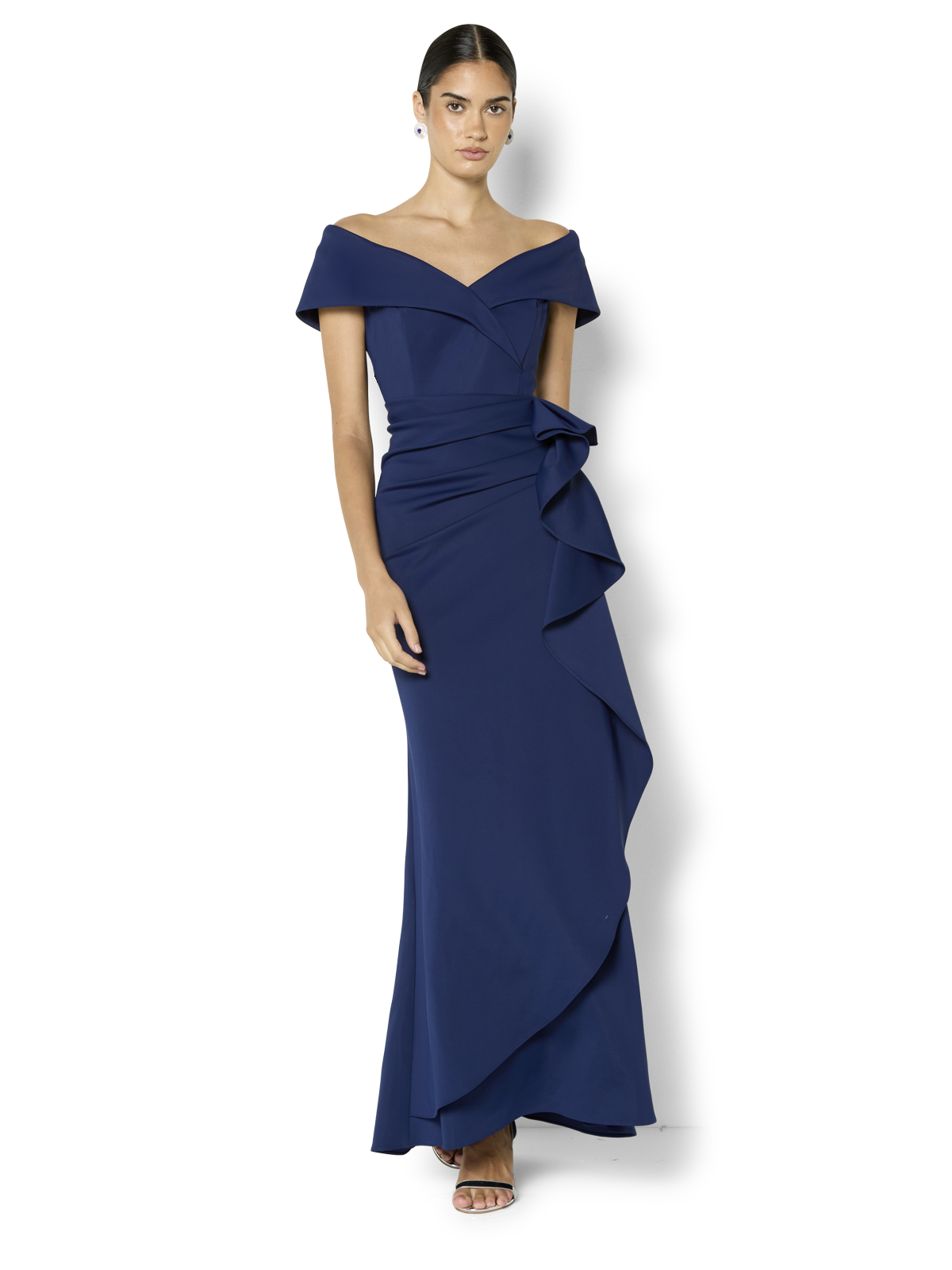 Delana Navy Off the Shoulder Gown