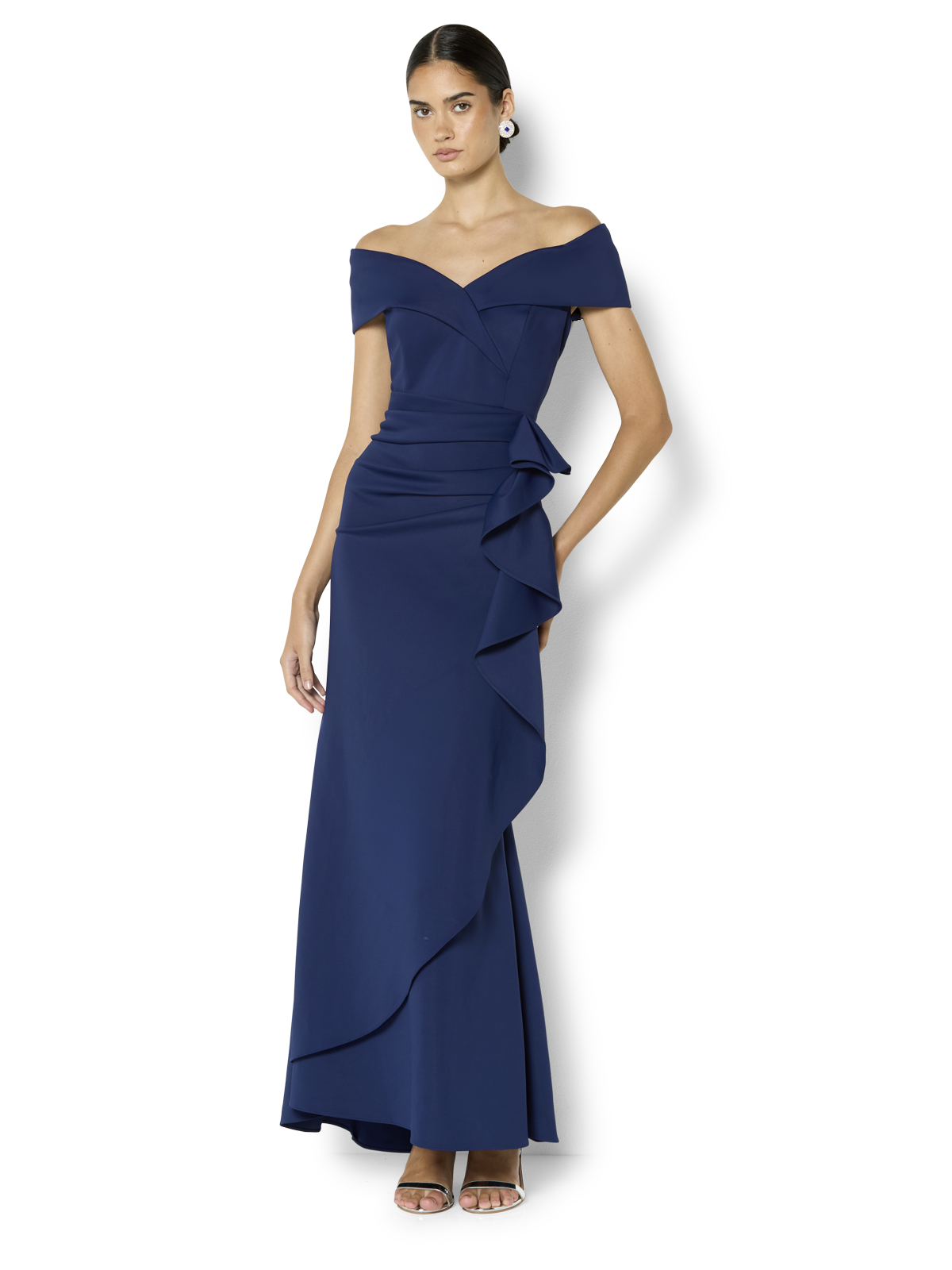 Delana Navy Off the Shoulder Gown