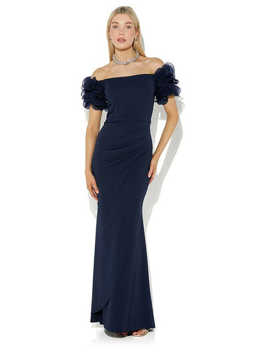 Diana Navy Ruffle Sleeve Gown by Montique