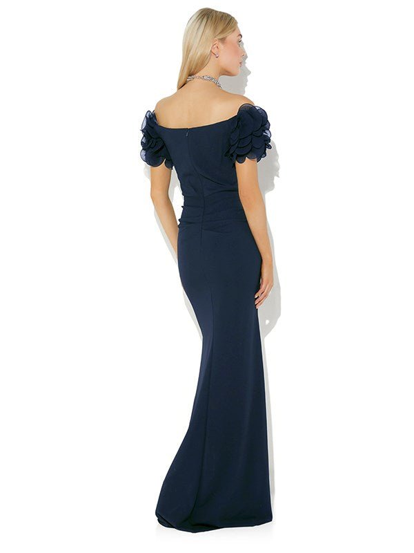 Diana Navy Ruffle Sleeve Gown by Montique