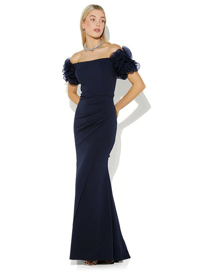 Diana Navy Ruffle Sleeve Gown by Montique