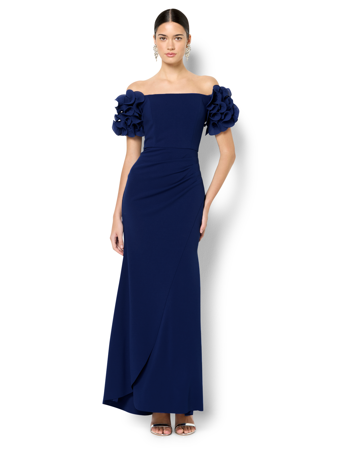 Diana Navy Ruffle Sleeve Gown