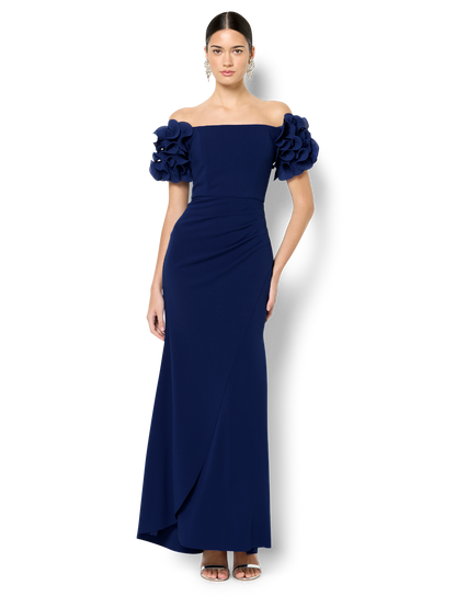 Diana Navy Ruffle Sleeve Gown