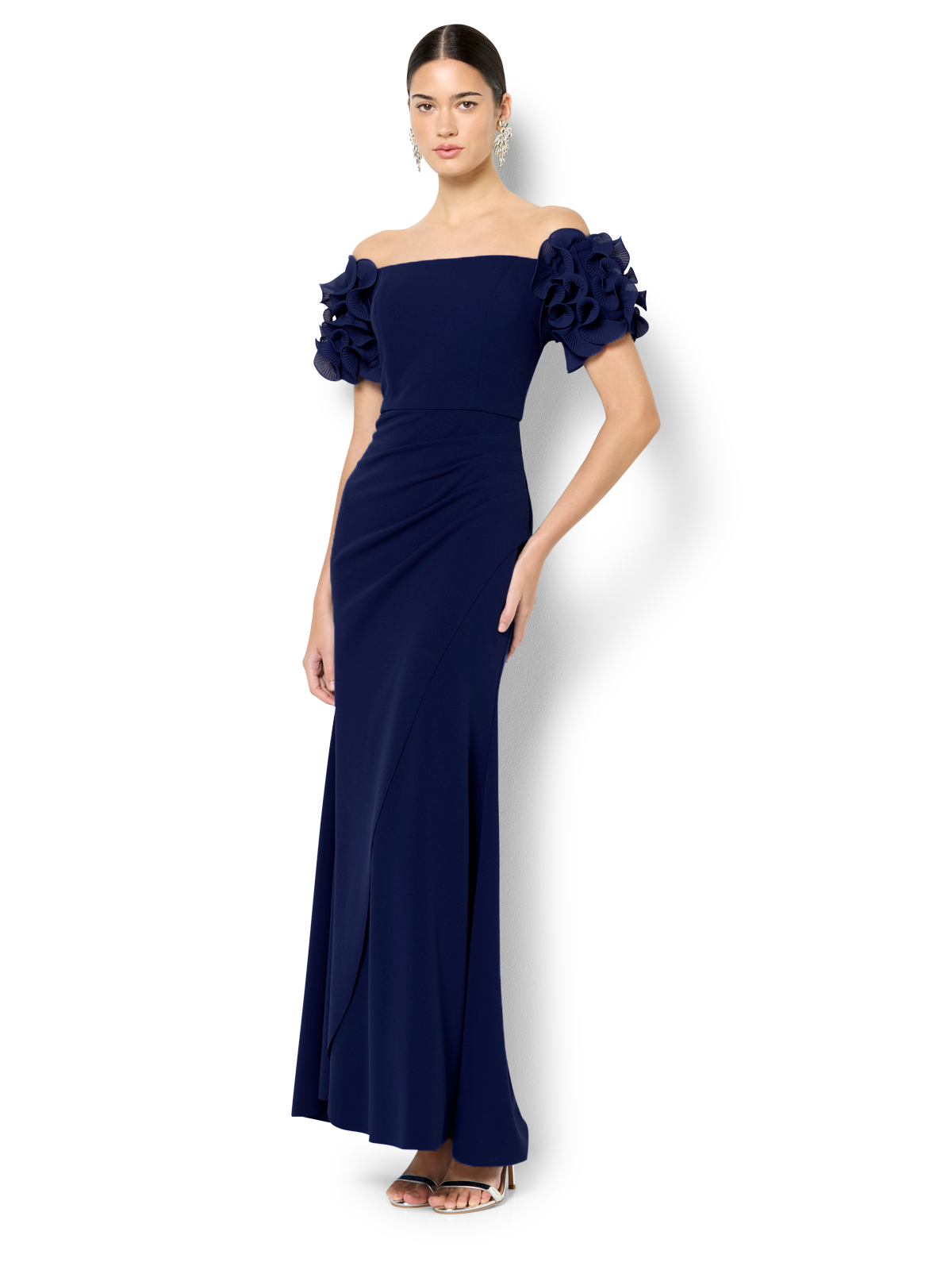 Diana Navy Ruffle Sleeve Gown