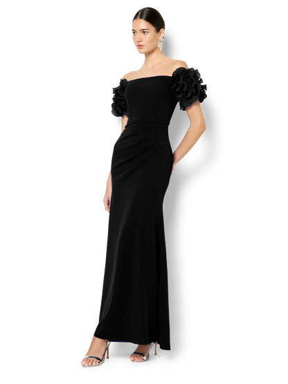 Diana Black Ruffle Sleeve Gown