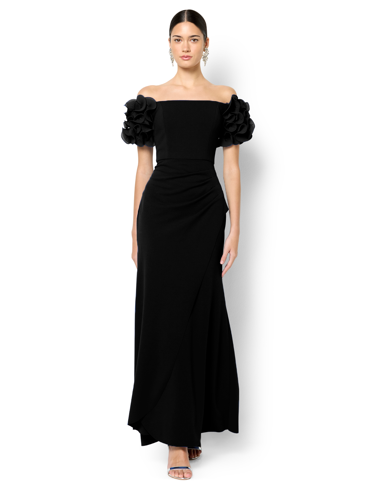 Diana Black Ruffle Sleeve Gown