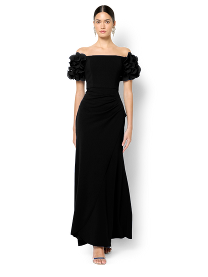 Diana Black Ruffle Sleeve Gown