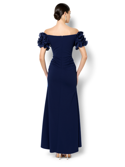 Diana Navy Ruffle Sleeve Gown