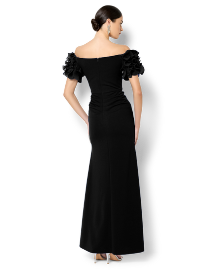 Diana Black Ruffle Sleeve Gown