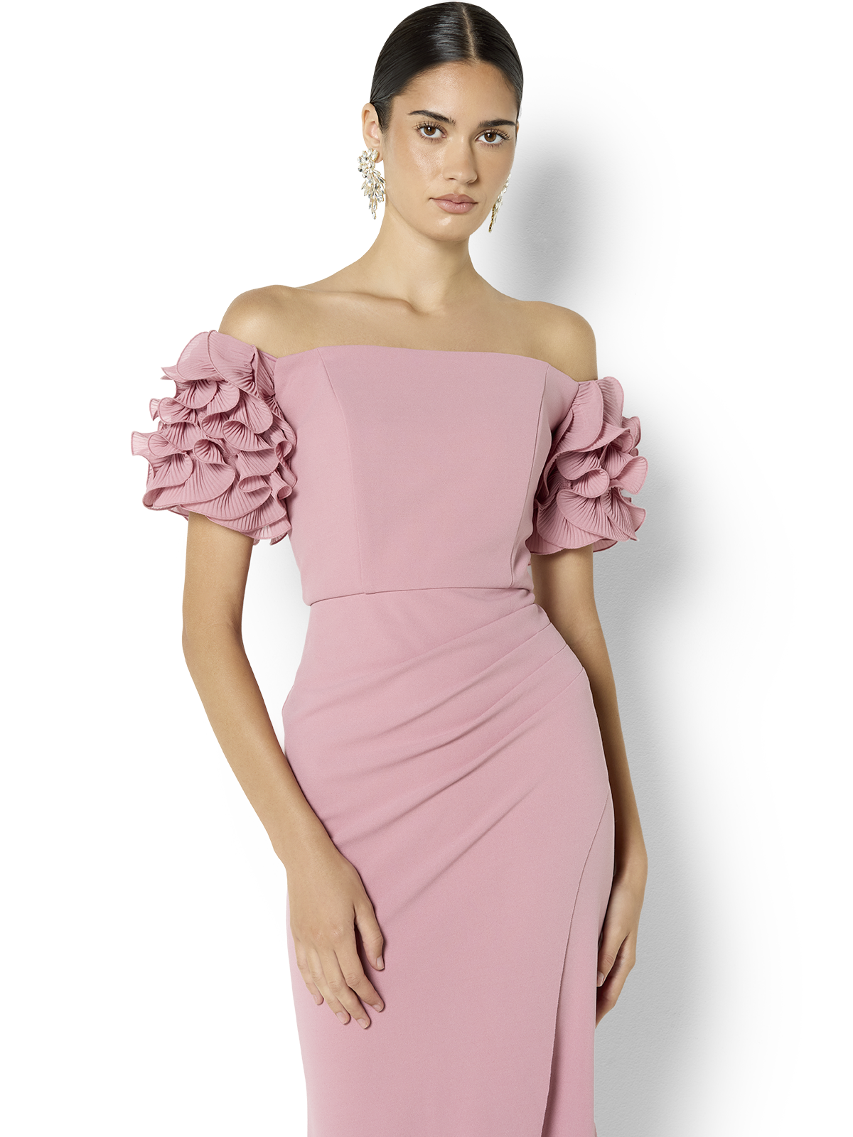 Diana Pink Ruffle Sleeve Gown