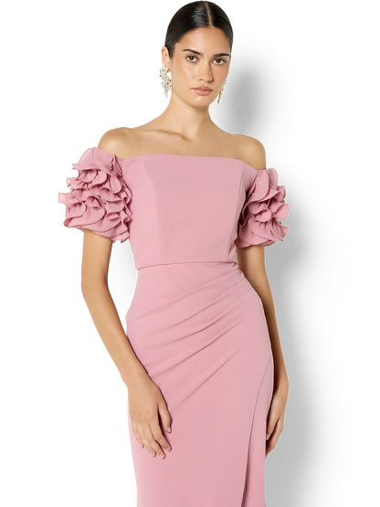 Diana Pink Ruffle Sleeve Gown