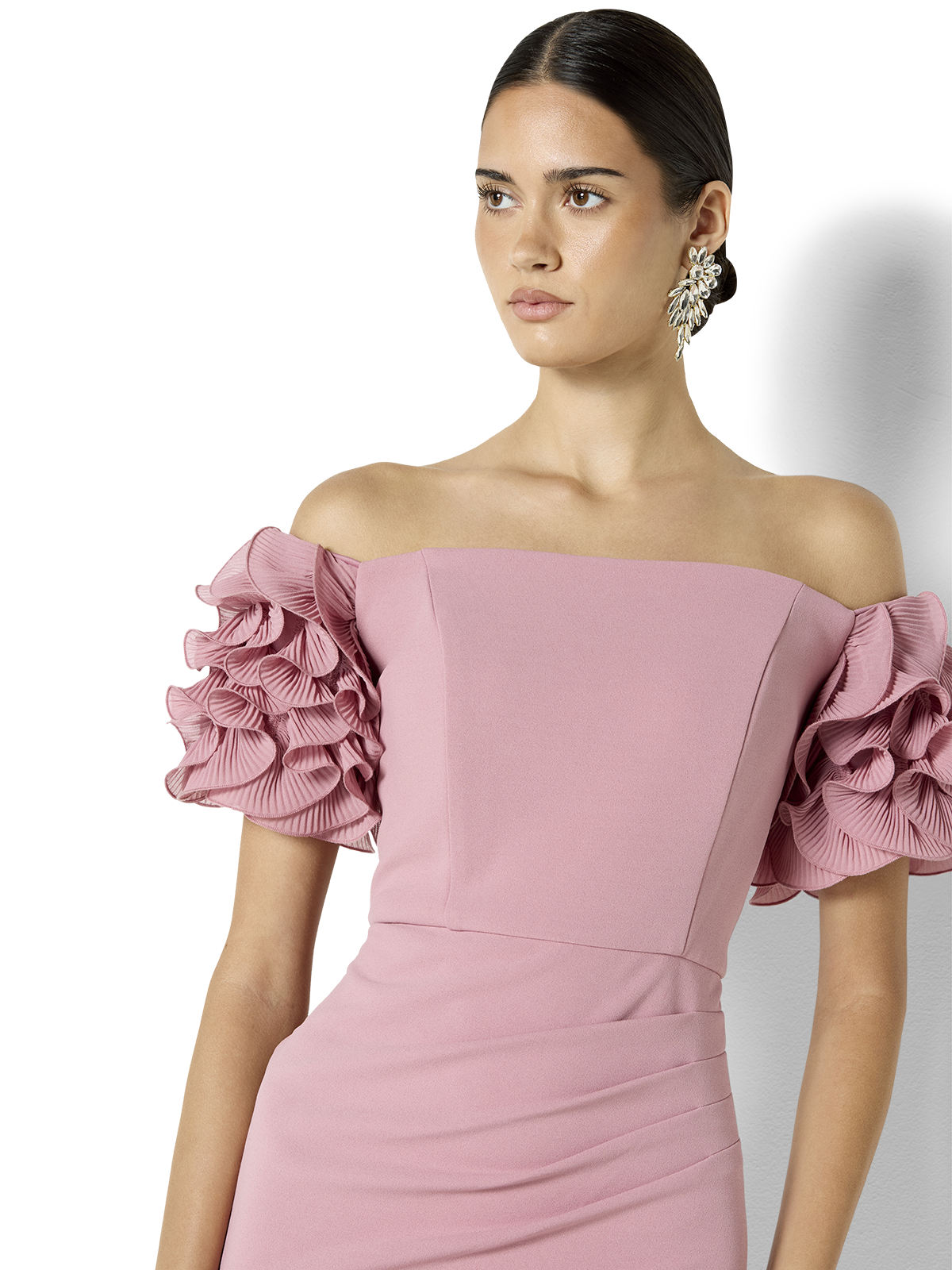 Diana Pink Ruffle Sleeve Gown