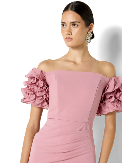 Diana Pink Ruffle Sleeve Gown