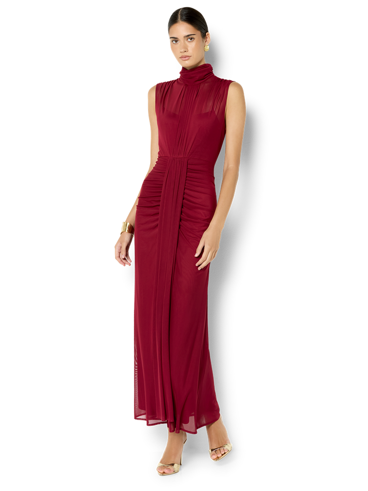 Dominique Merlot Mesh Gown