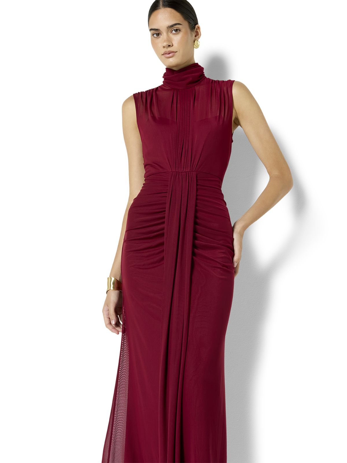 Dominique Merlot Mesh Gown