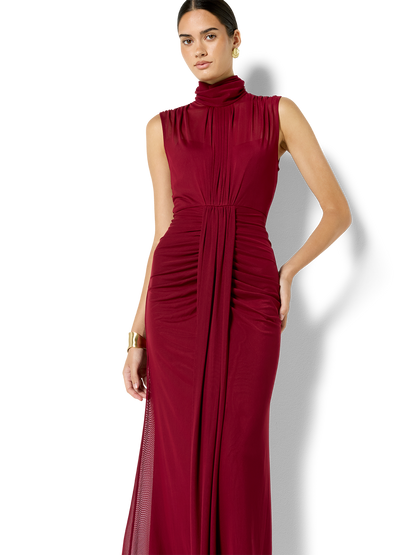 Dominique Merlot Mesh Gown