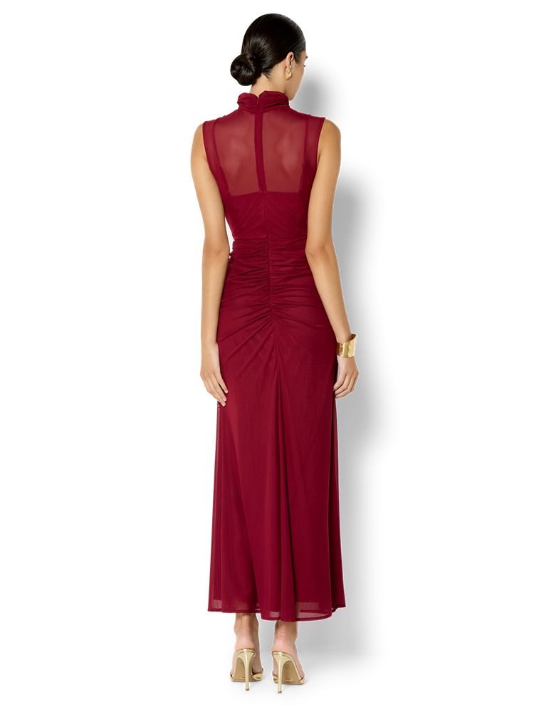 Dominique Merlot Mesh Gown
