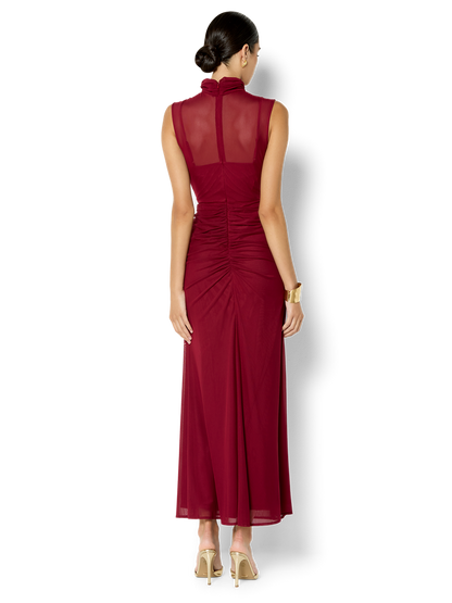 Dominique Merlot Mesh Gown