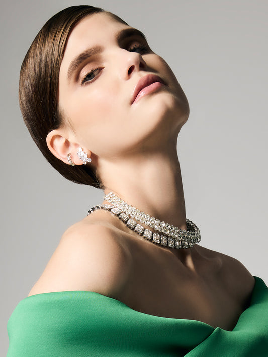 Holly Silver Crystal Earrings