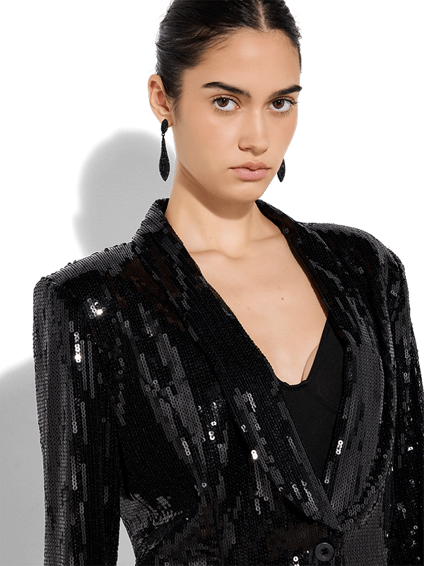 Edie Black Crystal Earrings by Montique