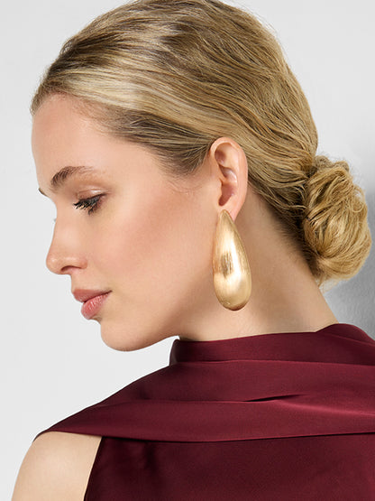 Elara Brushed Gold Metal Earrings