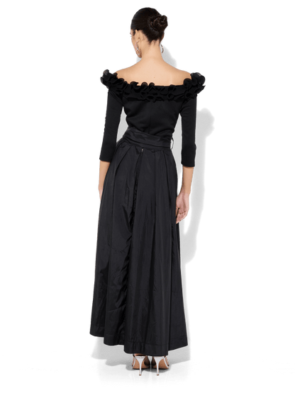 Elise Black Frill Trim Top by Montique