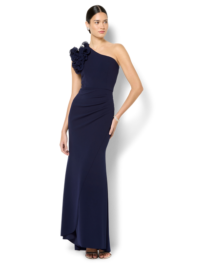 Elle Navy One Shoulder Gown