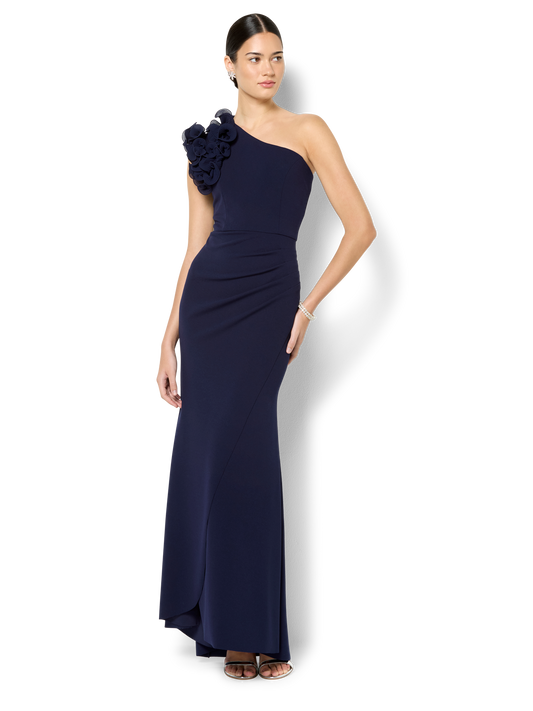 Elle Navy One Shoulder Gown