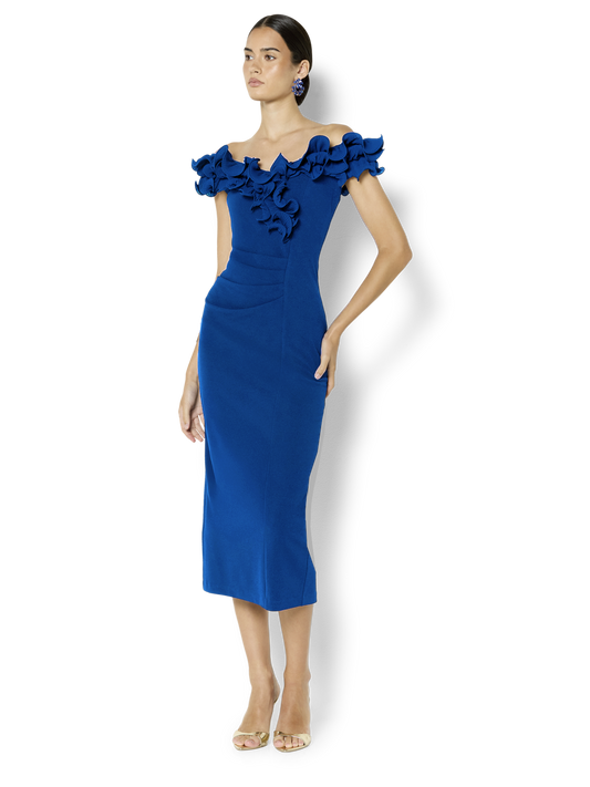 Ellie Sapphire Off The Shoulder Cocktail Dress