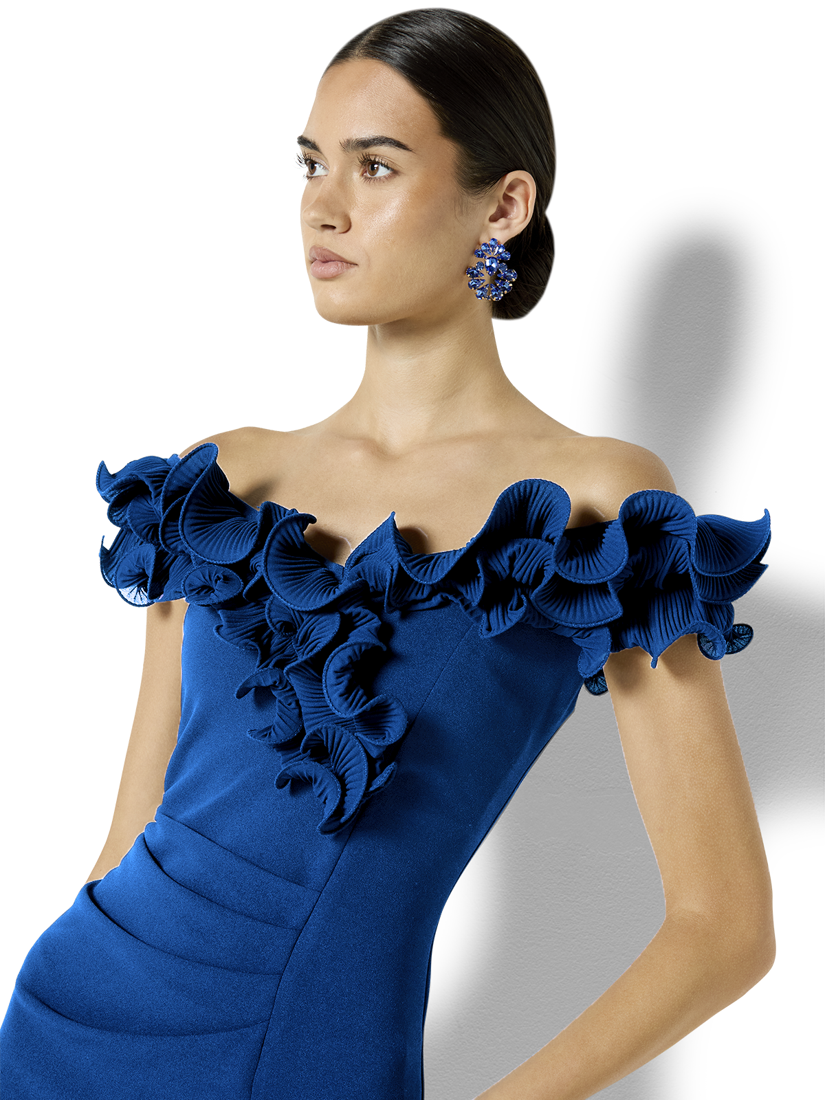 Ellie Sapphire Off The Shoulder Cocktail Dress