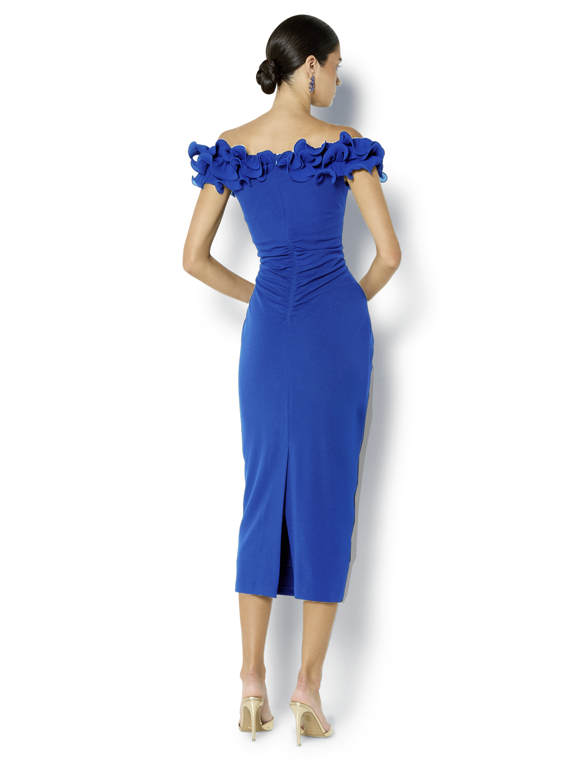 Ellie Sapphire Off The Shoulder Cocktail Dress