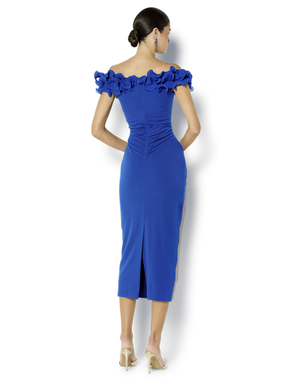 Ellie Sapphire Off The Shoulder Cocktail Dress