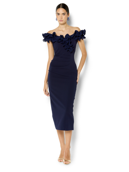 Ellie Navy Off The Shoulder Cocktail Dress