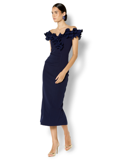 Ellie Navy Off The Shoulder Cocktail Dress