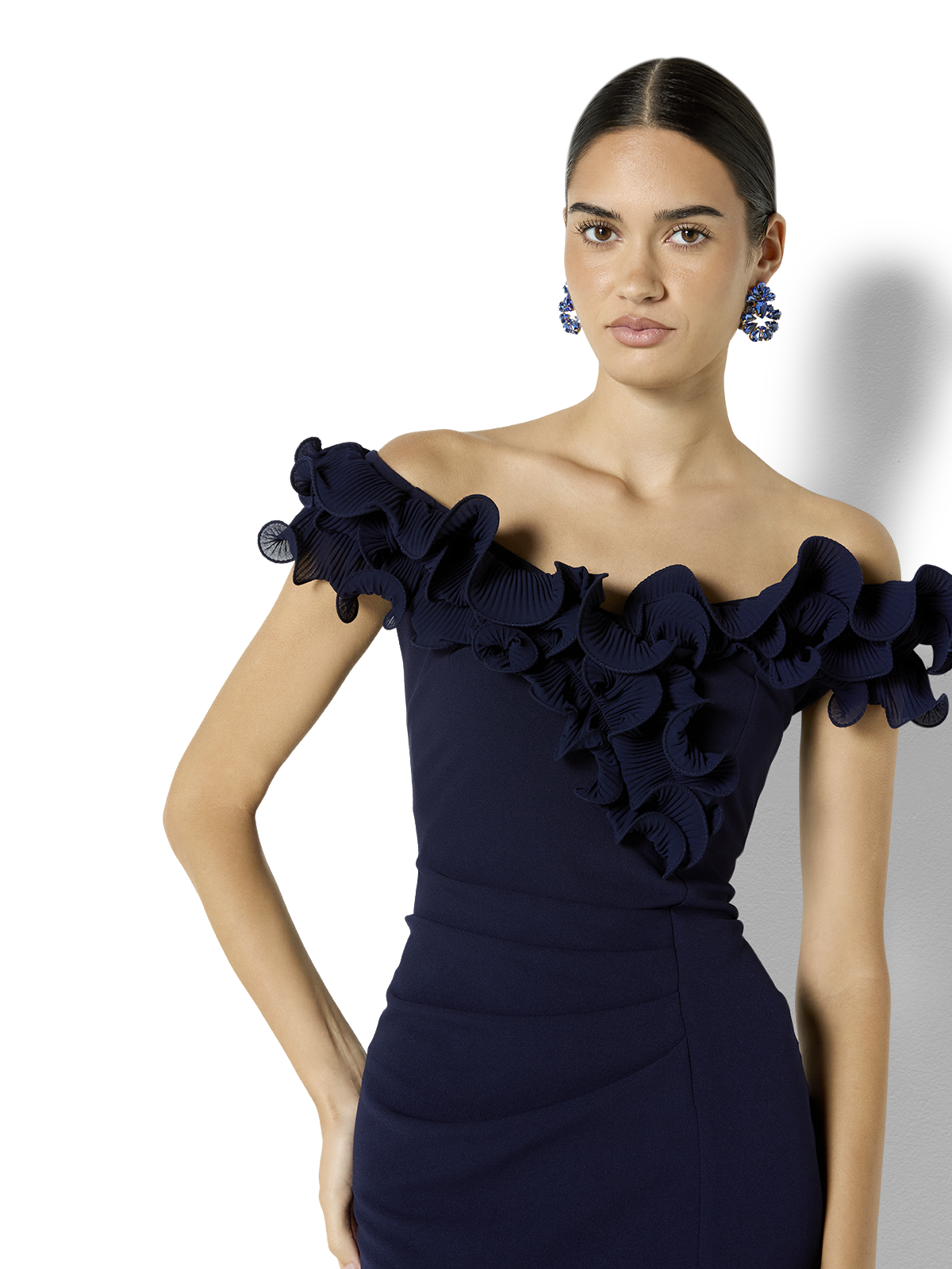 Ellie Navy Off The Shoulder Cocktail Dress