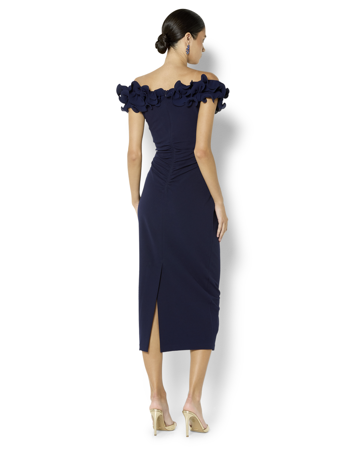 Ellie Navy Off The Shoulder Cocktail Dress