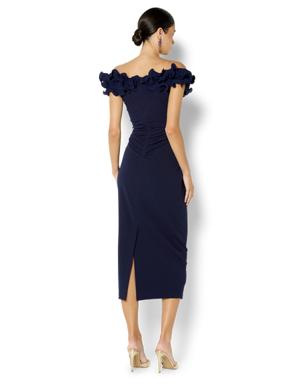 Ellie Navy Off The Shoulder Cocktail Dress