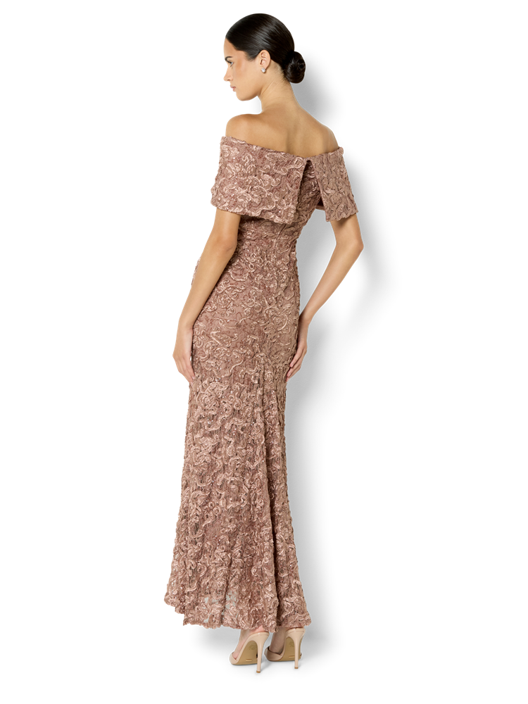 Emerson Mocha Off the Shoulder Gown