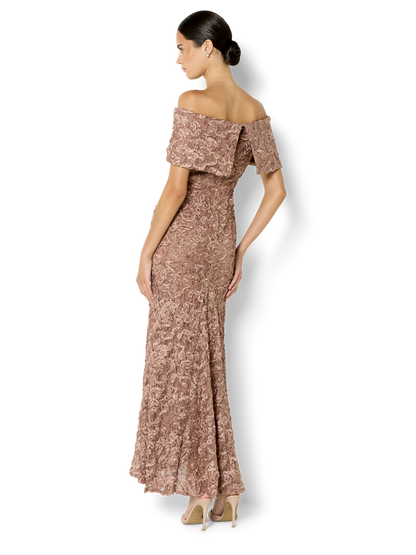 Emerson Mocha Off the Shoulder Gown