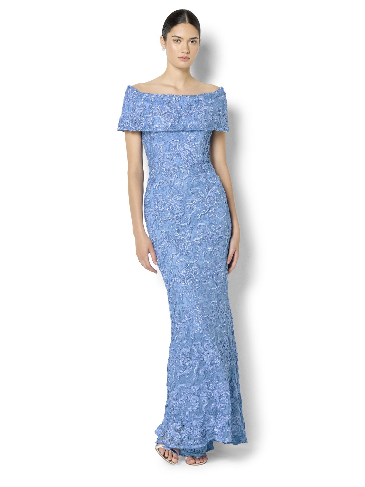 Emerson Sky Blue Off The Shoulder Gown