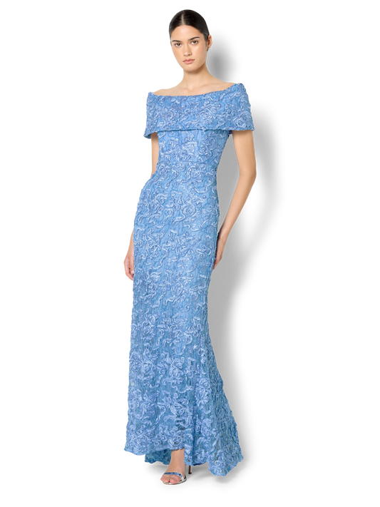 Emerson Sky Blue Off The Shoulder Gown