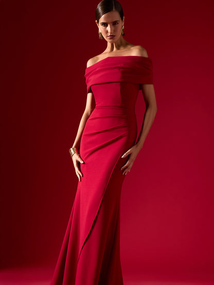 Emory Red Off the Shoulder Gown