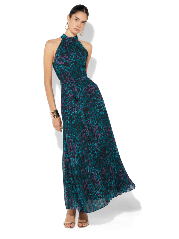 Fern Mystic Leopard Print Halter Dress by Montique