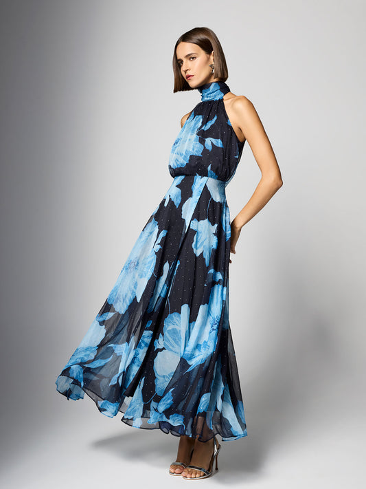 Florian Navy Printed Maxi