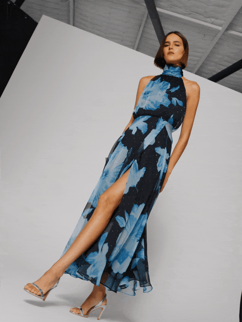 Florian Navy Printed Maxi