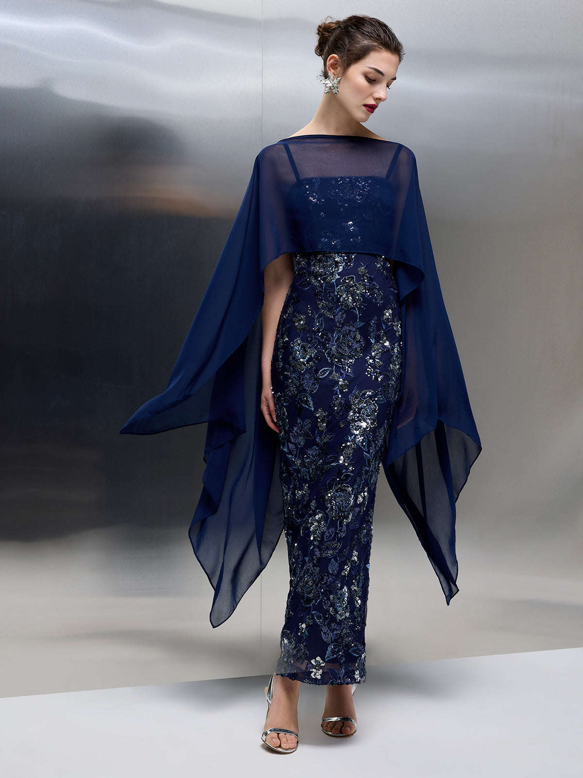 Harlow Navy & Silver Sequin Gown